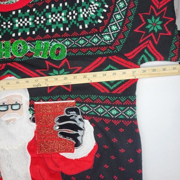 Santa Claus Ho Ho Ho Red Cup Mens UGLY CHRISTMAS SWEATER 3XL (52-45) - Picture 7 of 9